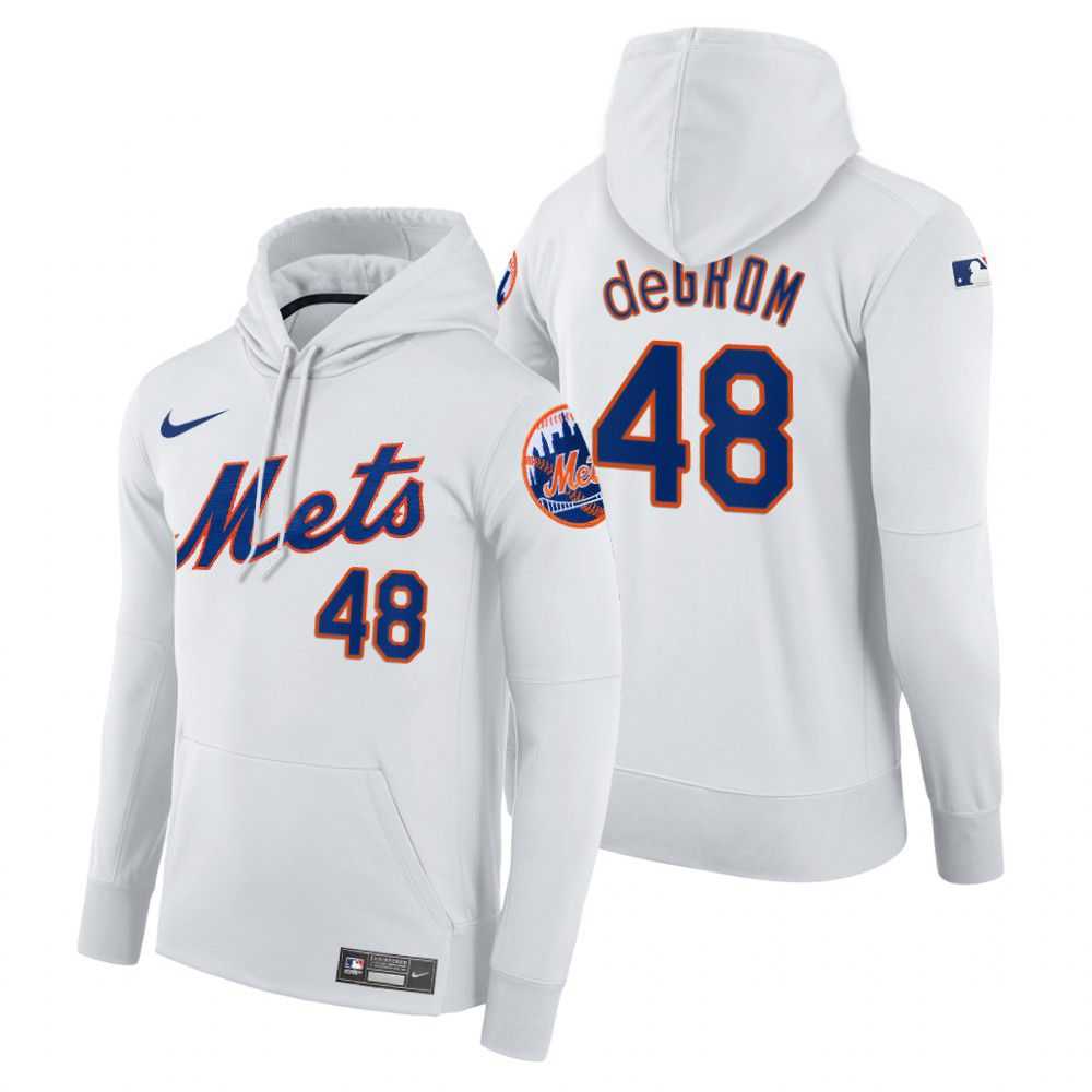Men New York Mets 48 Degrom white home hoodie 2021 MLB Nike Jerseys